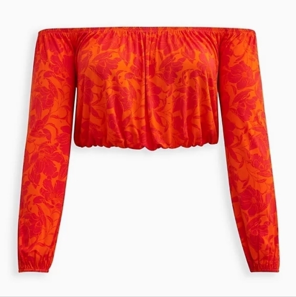 3X • Torrid • Super Soft Off-shoulder Long Sleeve Crop Top - Picture 2 of 5